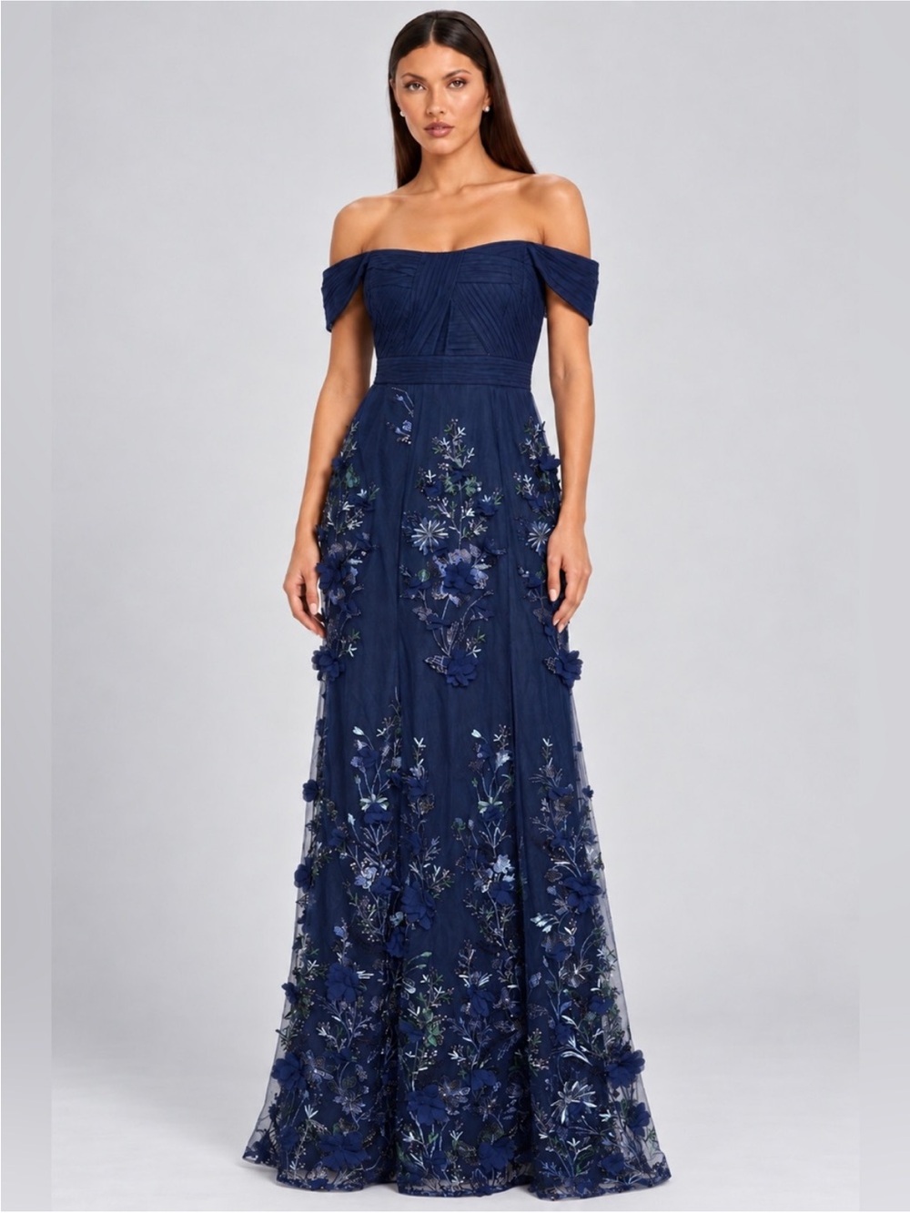 NWT Adrianna Papell Aidan Mattox Floral 3D Embroidered Bead Embellished Gown 10